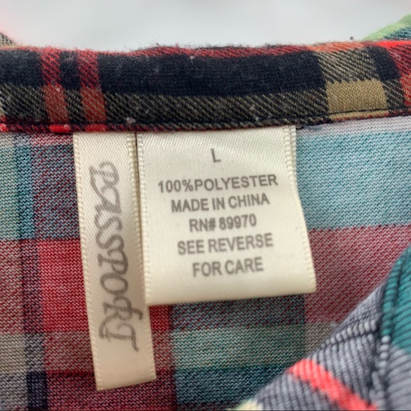 Passport Plaid Button Up Shirt Multicolor Size Large - Picture 7 of 9